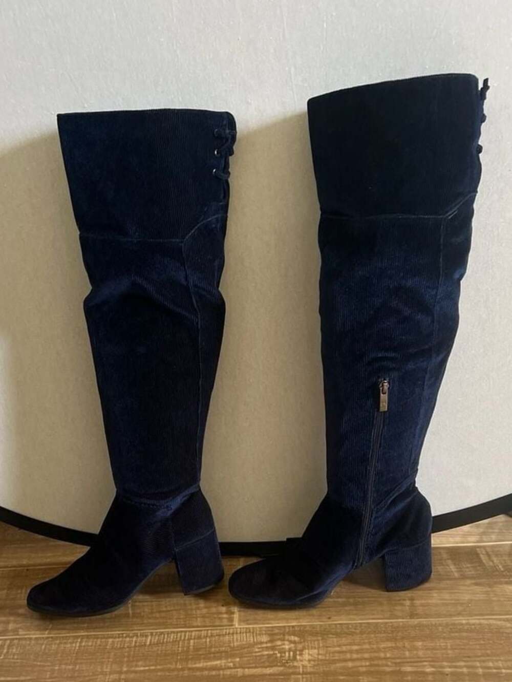 Navy corduroy boot